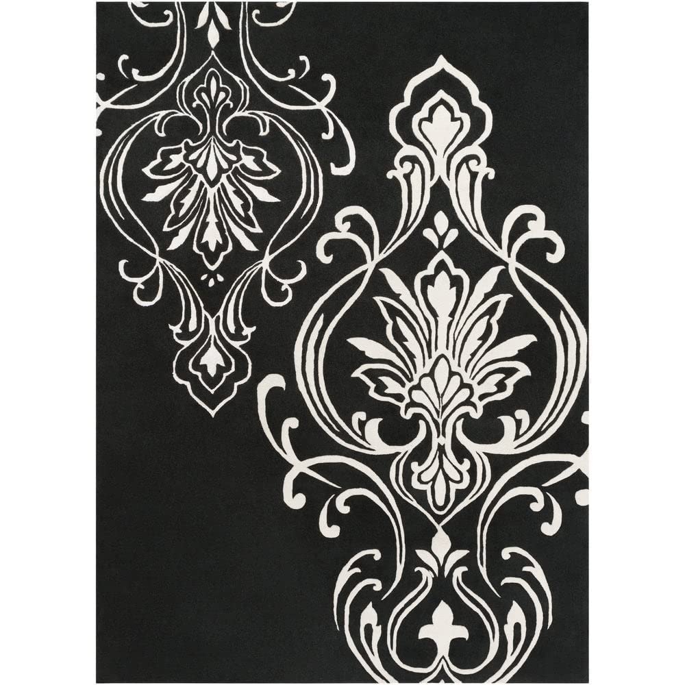 Black & White Flower Design Premium Hand Tufted Carpet